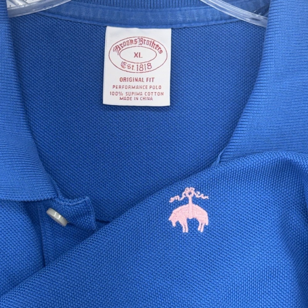 Brooks Brothers Polo Shirt Mens XL Blue Original Fit Performance Supima Cotton